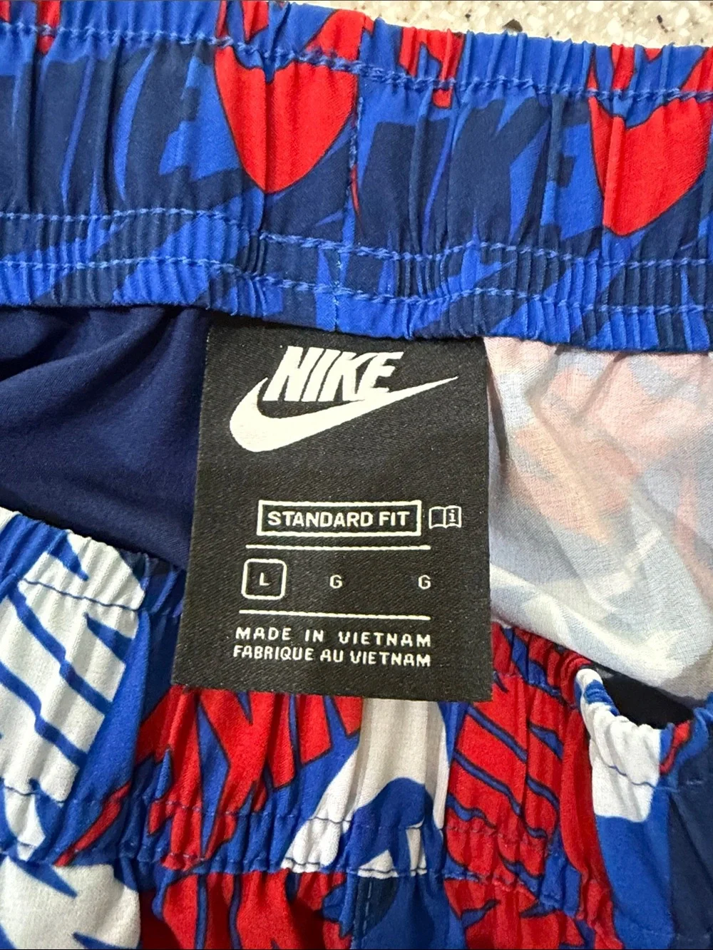 Nike Blue Red White Allover Logo Shorts